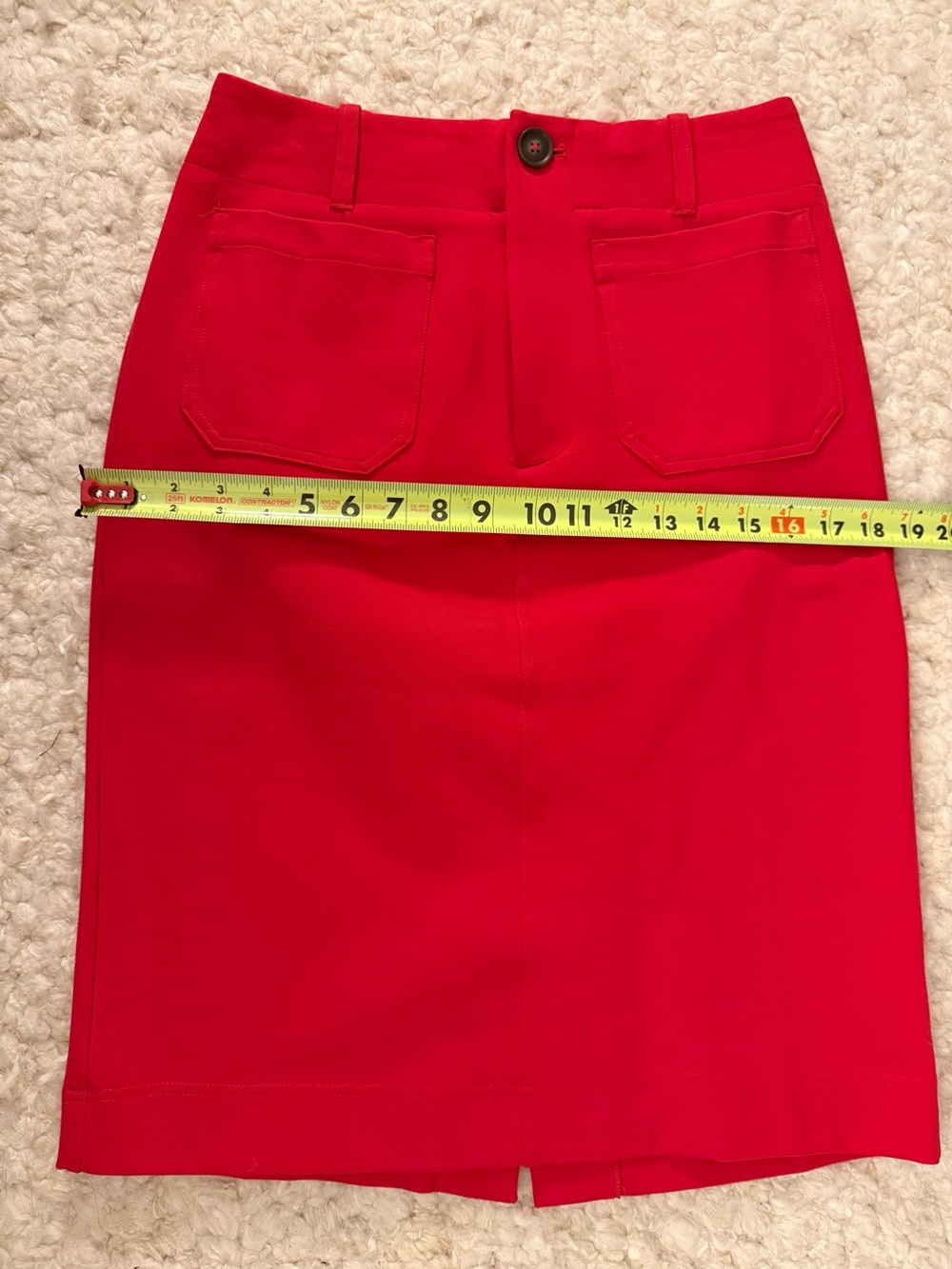 Anthropologie Maeve Red Ponte Knit Colette high waist midi pencil Skirt pocket S - Picture 10 of 11